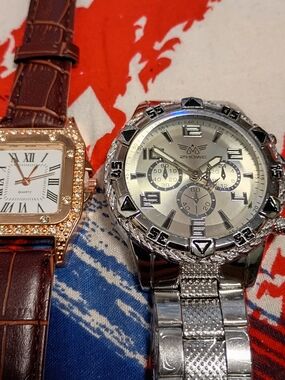 Howe Silver Men's Chronograph Watch & Ladies Quartz Watch.